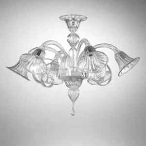 Titano plafonnier en verre de Murano 6 lumières cristal - Foto 1 di 1