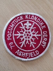 Ashfield 1979 Pocumtuck Klondike Derby Woven Cloth Patch Badge Boy Scouts 77mm. - Picture 1 of 4