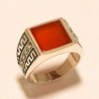 Natural Red Onyx Mens Ottoman Turkish Ring 925 Sterling Silver Christmas Jewelry