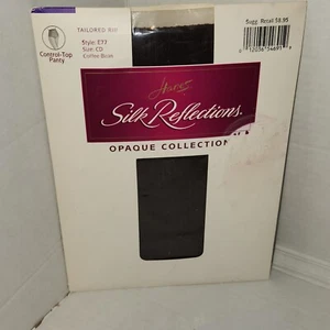 Vtg Hanes Silk Reflections E77 Sz CD Opaque Tailored Rib Coffee Bean - Picture 1 of 3