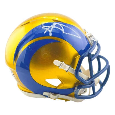 Mini casco de fútbol americano firmado por Aaron Donald Los Angeles Rams Flash (Beckett) Foto 1 de 3