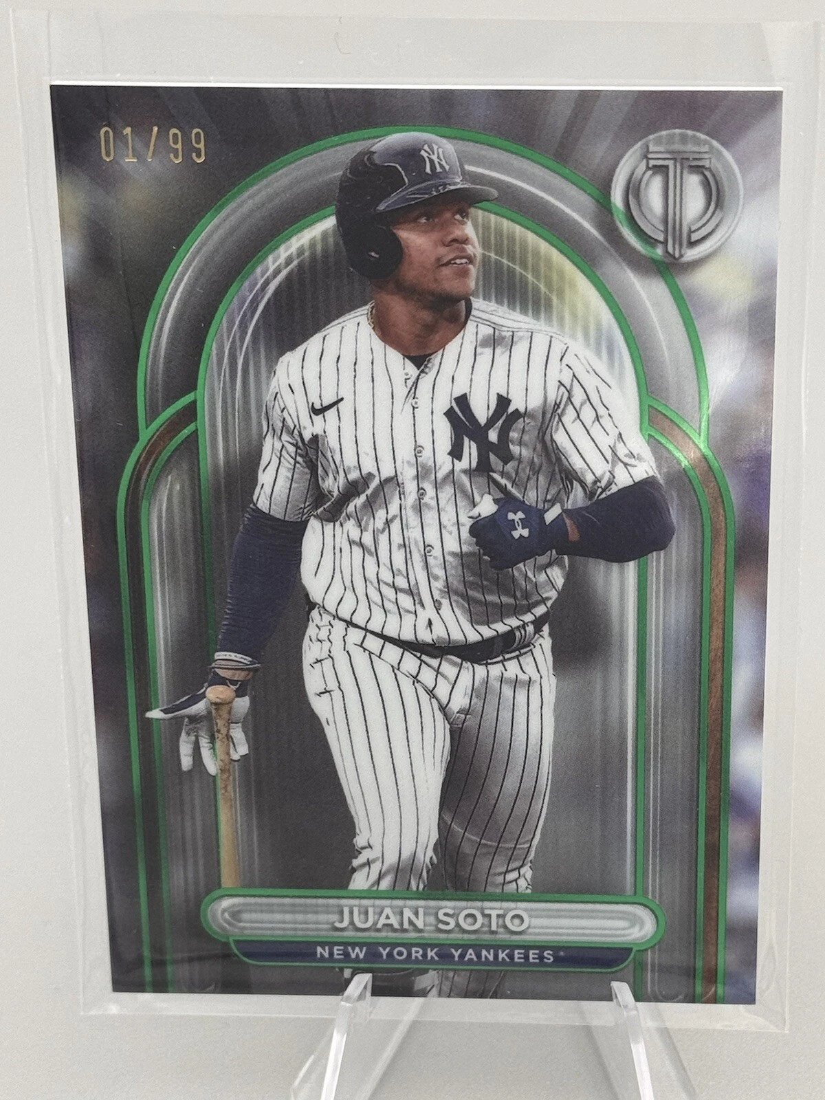 Juan Soto 2024 Topps Tribute Green Parallel 1/99 - Card #69 - NY Yankees