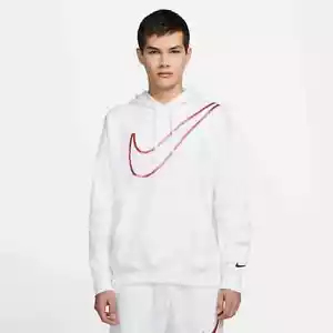 Nike Swoosh Hoodie White/Red-Size XS Sweatshirt-New-100% Genuine-RRP £60 - Imagen 1 de 5