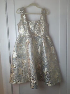 Aura Dress Size XL Gold And Blue Fit & Flare Women Formal Dress With Pockets - Picture 1 of 5