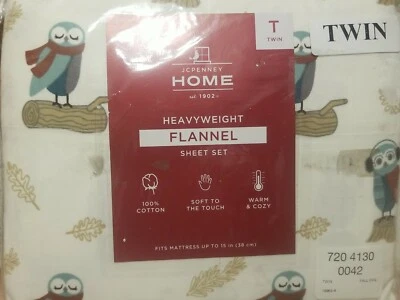 Jcpenny Home Heavyweight Fall Owl Flannel TWIN sheet Set - Image 1 of 4