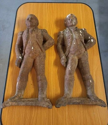 Vintage Antique George Washington Heavy Cast Iron Andirons! Matching Set of Two! - Image 1 of 4