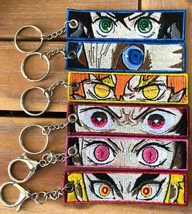 Demon Slayer Tanjiro Inosuke Rengoku Anime Manga Embroidery Jet Tag Keychain - Picture 1 of 7