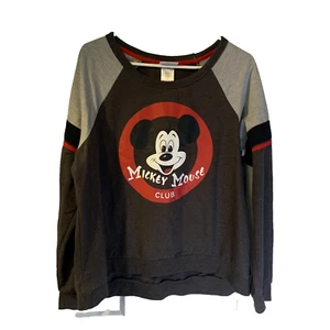 Disney Parks Women's Mickey Mouse Club Sweatshirt XL Gray Red Vacation Classic - Picture 1 of 7