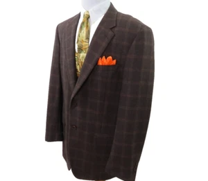 Zanella Men Pure Wool Check Windowpane Italian Blazer Jacket Sport Coat 44 L EUC - Picture 1 of 13