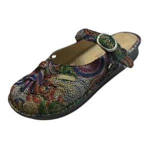 NEW Alegria Freesia Rainbow Mosaic Mules Size 7 Slip On Multi Color Comfort Shoe - Picture 1 of 15