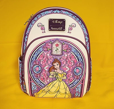 Mini mochila retrato vitral Loungefly Disney Beauty and the Beast Belle - Imagem 1 de 4