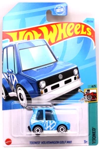 Hot Wheels 2023 Treasure Hunt #221 Tooned VW Golf MK1 blue whiteAerodisc's - Picture 1 of 4
