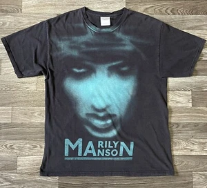 Vintage Marilyn Manson All Over Print Shirt Men’s Large Hanes Tags 2002 Grunge - Picture 1 of 10