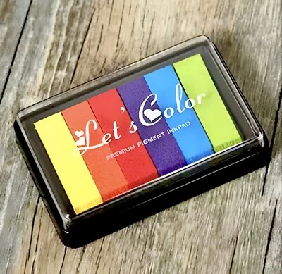 Finger Ink Pad - Scrapbook Stamp Ink - Multicoloured Rainbow Ink - Textile Ink - Image 1 of 4