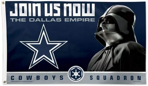 Join Us Now The Dallas Empire-Cowboys Squadron Darth Vader star wars Flag 3x5ft Cover