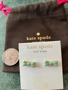 New Kate Spade Bow stud pierced earrings $49 Turquoise Light Blue Aqua - Picture 1 of 4