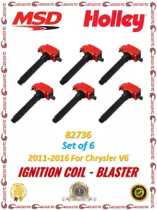MSD Ignition Red Coil Blaster Series 6 Pack For 2011-2021 Chrysler V6 - 3.6L - Picture 1 of 5
