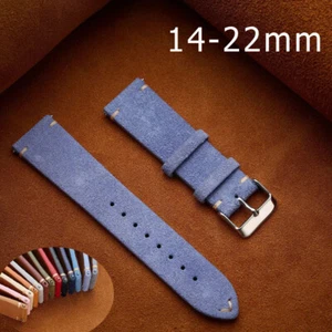 Retro Matte Genuine Leather Strap Universal Watch Band 20mm 14mm 16mm 18mm 22mm - Picture 1 of 36