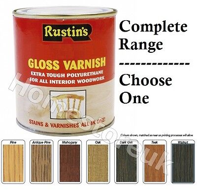 Rustins Gloss Varnish & Stains Polyurethane For Interior Wood Works Clear/colour • 15.86€