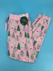 BRAND NEW Pink Twinkling Trees Holiday Winter Pajamas Bottoms USA Women’s Small - Picture 1 of 5
