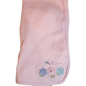 Baby Connection Pink With Flowers Dragon Fly Blanket Thermal Weave Security Vtg - Picture 1 of 5