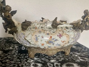 Prunkschale Bronze Engel Porzellan Empire Barock Rokoko - Bild 1 von 11