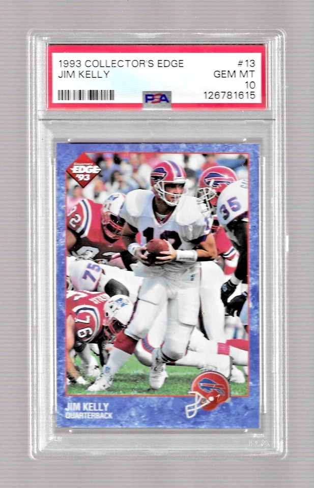 ФУТБОЛЬНАЯ КАРТОЧКА 1993COLLECTORS EDGE 13 HOF JIM KELLY PSA 10 НИЗКИЕ СЧЕТА POP BUFFALO - Изображение 1 из 4
