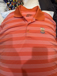 Nike Golf Maidstone Club Polo Shirt Striped Orange White Men's L - Picture 1 of 3
