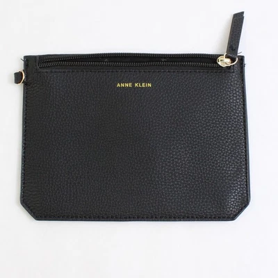 Bolso sin asas pequeño de cuero sintético herrajes dorados color negro liso Anne Klein Foto 1 de 4