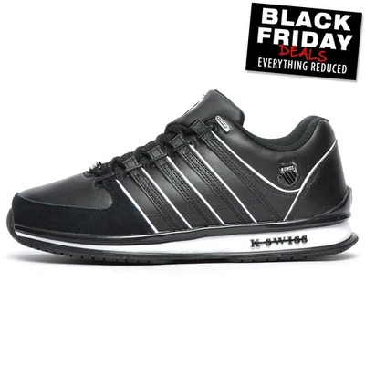 K-Swiss Rinzler Herren Klassisch Freizeit Mode Retro Designer Turnschuhe Schwarz - Bild 1 von 4