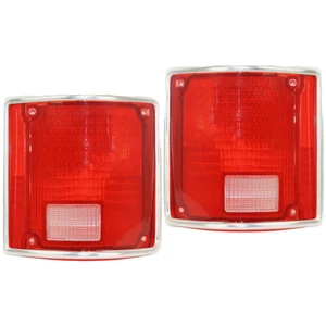 For 73-91 Suburban Taillight Taillamp Tail Light Lens w/Chrome Trim SET PAIR - Picture 1 of 6