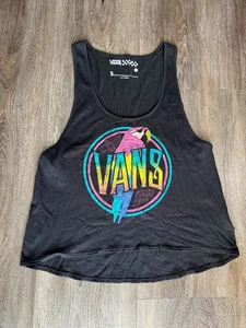 Vans off the wall Womens Rainbow Parrot Flared Tank Top Black Medium M - Picture 1 of 3