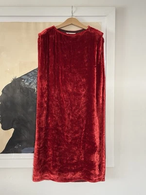 MINIVESTIDO ACNE STUDIOS SS16 ROZENNE ROJO TERCIOPELO APLASTADO SIN MANGAS NUEVO CON ETIQUETAS 34 XS Foto 1 de 4