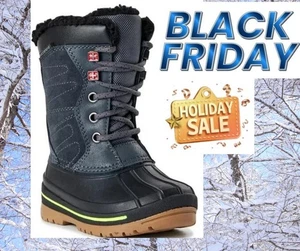 Swiss Tech Toddler Boys SIZE 9 Winter Boots COLOR BLACK NEW - Picture 1 of 22