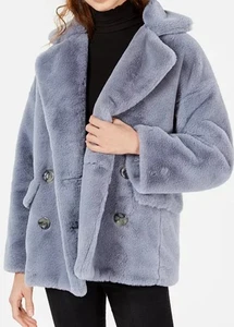 Free People Kate Kunstfellmantel Damen Small - Farbe: Cloudy Day - bläulich grau - Bild 1 von 22