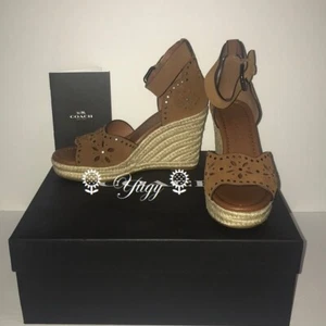 🐼💦 Coach FG3464 🐼💦 Size 5 🐼 Brown Kelsi Suede Wedge Shoes 🐼 SR - Picture 1 of 9