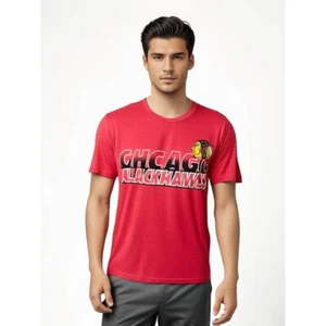 NUEVO CON ETIQUETAS NHL Chicago Blackhawks Hombre Pequeña Manga Corta Camiseta Roja - Imagen 1 de 5