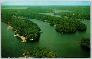 Postcard Ontario Haliburton ON Deer Lodge Aerial View Lake Kashagawigamog - Picture 1 of 2