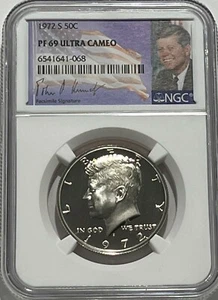 1972 S NGC PF69 Ultra Cameo Clad Proof Kennedy Half Dollar 50c Signature Label - Picture 1 of 3