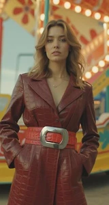 Women Silver Metal Square Buckle Fashion Wide Orange Belt Hip High Waist Size S - Picture 1 of 24