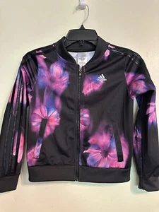Girls Adidas Jacket Size 7-8 Iridescent Flower Accents Lightweight Packable - Picture 1 of 3