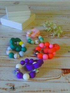 Mini Silicone Flower Sensory Learning Rattlers with Beaded Ring ~ Baby Shower! - Picture 1 of 8