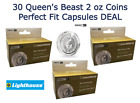 30 Queen's Beast 2 oz. Capsules de pièces d'argent ultra parfait ajustement phare 38,61 mm
