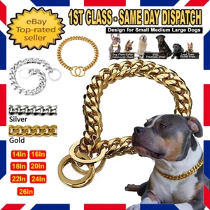 Large Dog Chain Collar Puppy Stainless Steel Choker Heavy Duty Cuban Necklace # - Picture 1 of 24