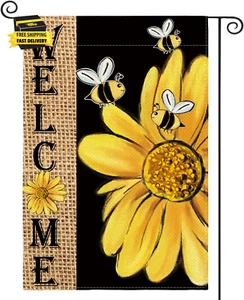 Spring Summer Bee Sunflower Garden Flag 12X18 Inch Double Sided, Welcome Holiday - Picture 1 of 7