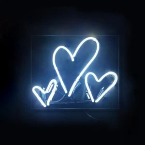 Hearts Neon Sign Light Handmade Real Glass Tube Visual Artwork Wall Decor 14"x9" - Picture 1 of 5
