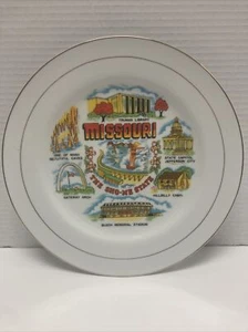 VTG MISSOURI "THE SHO-ME STATE" Gold Trim COLLECTIBLE STONEWARE PLATE - Picture 1 of 7