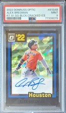 2022 Donruss Optic Alex Bregman Black Cracked Ice Auto /8 Houston Astros PSA 9