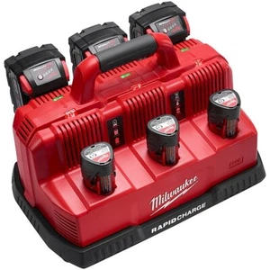 MILWAUKEE M12/M18 6 Bay Sequential Rapid Battery Charger Rapid Charge Station - Picture 1 of 6