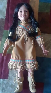 Kingstate Dollcrafter Native American Indian Girl 17" tall Porcelain Bisque Doll - Picture 1 of 7
